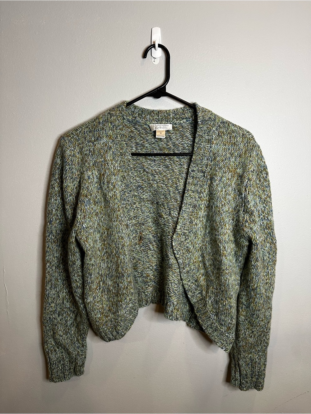 Christopher & Banks Green Marled Open-Front Women’s Sweater Cardigan